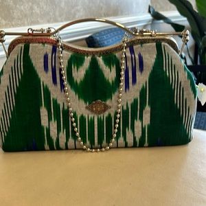 Mabu Hand made crafted women purse trimmed in silver
